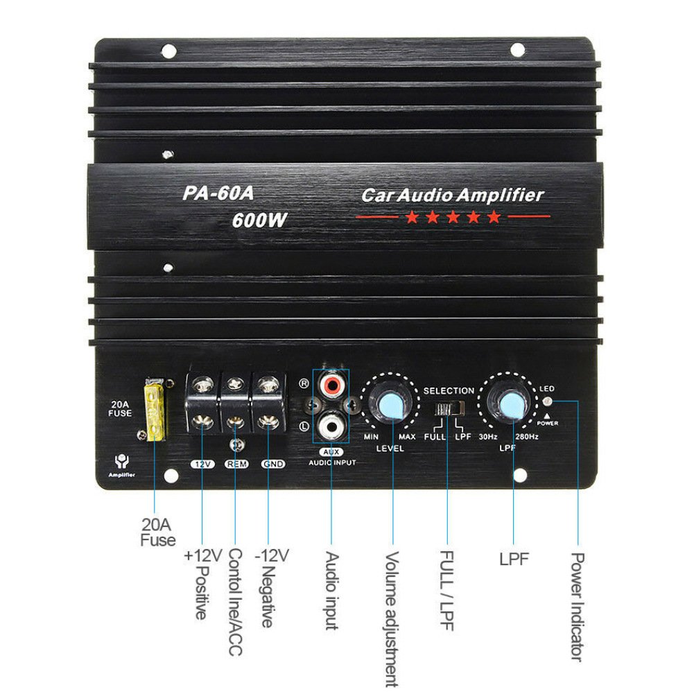 600W Car Subwoofer High-power Amplifier Board Car Audio 12V Original Brand Car Power Amplifier PA-60A