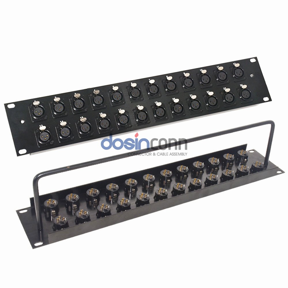Voice Patch Panel 35pin Connector 2U 24 Way 3Pin Male Female XLR Adapter Wall Patch Panel For Audio Video Led Video Wall Panel