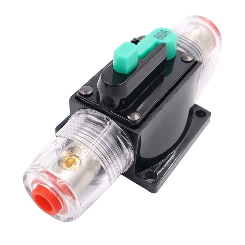 Audio Inline Circuit Breaker Reset Fuse Holder 12V-24V DC Manual Reset for Car Audio Stereo Switch and Solar Inverter System