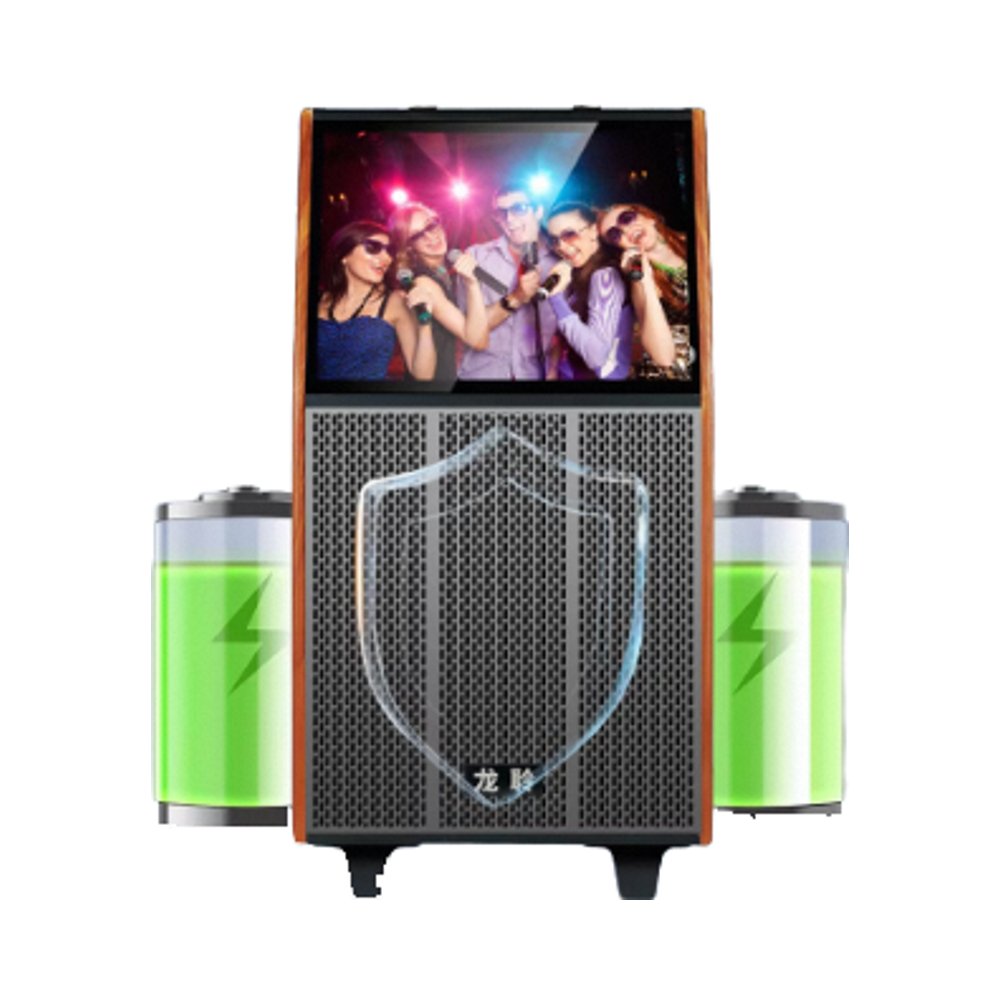 K20 Multi functional Karaoke System Machine Wifi Portable Karaoke Speaker 8-inch Dual Voice Coil Bass Battery Wooden Speaker