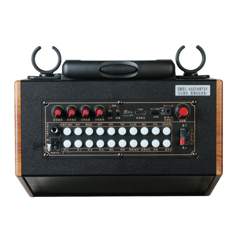 K20 Multi functional Karaoke System Machine Wifi Portable Karaoke Speaker 8-inch Dual Voice Coil Bass Battery Wooden Speaker