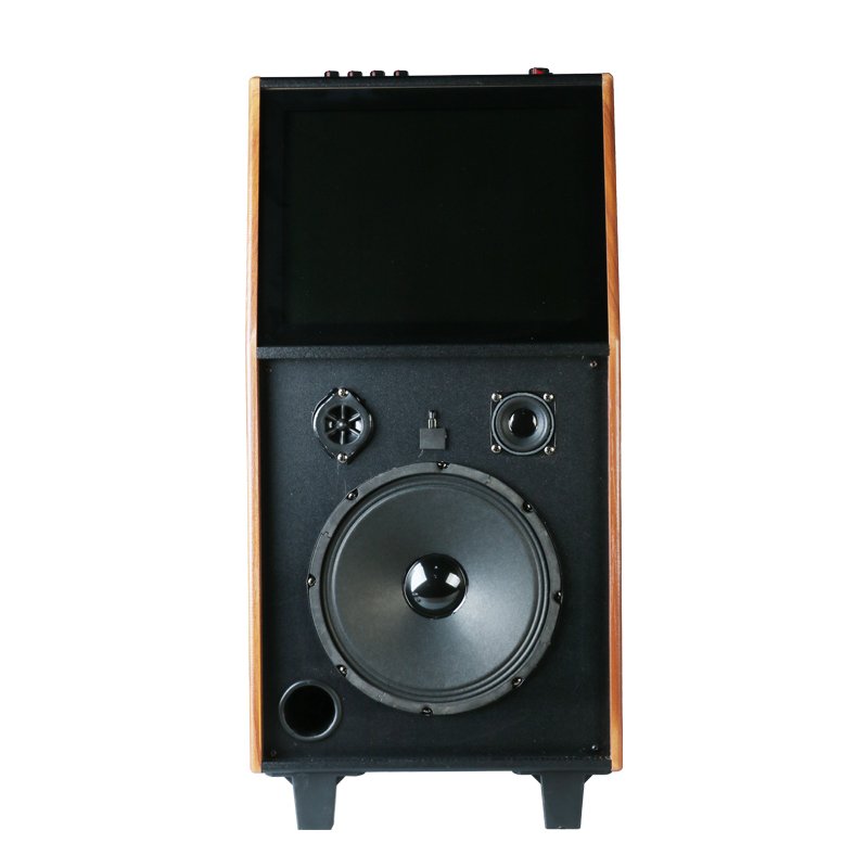 K20 Multi functional Karaoke System Machine Wifi Portable Karaoke Speaker 8-inch Dual Voice Coil Bass Battery Wooden Speaker