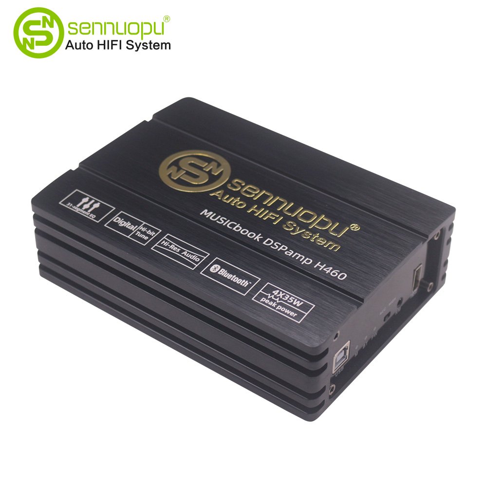 Sennuopu Car DSP Processor 4 CH Amplifier 6 CH Digital Sound Processors Bluetooth USB Player with LCD Remote Controller