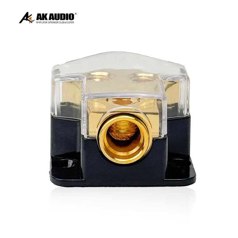 AK-DF52 Power Distribution Car Audio Fuse Holder 1out 4 T-type Ground Wires Block Pure Copper Zinc Alloy Distribution Block Car