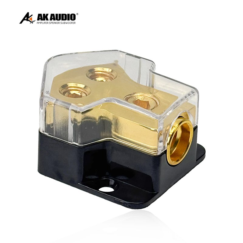 AK-DF52 Power Distribution Car Audio Fuse Holder 1out 4 T-type Ground Wires Block Pure Copper Zinc Alloy Distribution Block Car