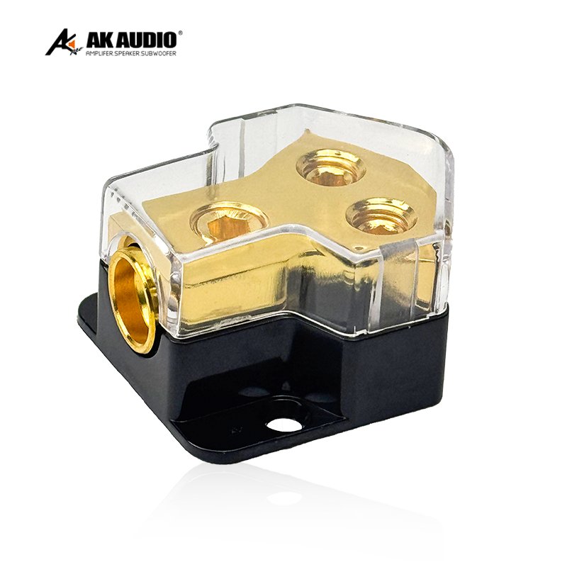 AK-DF52 Power Distribution Car Audio Fuse Holder 1out 4 T-type Ground Wires Block Pure Copper Zinc Alloy Distribution Block Car