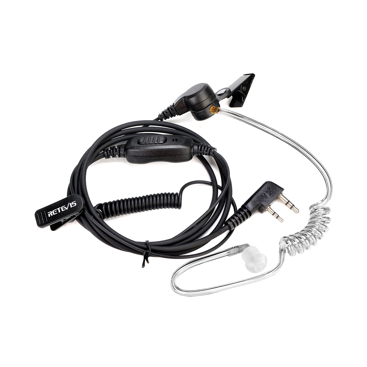New EEK009 K1 plug 2 Pin Acoustic Tube Earpiece Headset with Coil PTT MIC for Kenwood Retevis Baofeng 888S uv5r