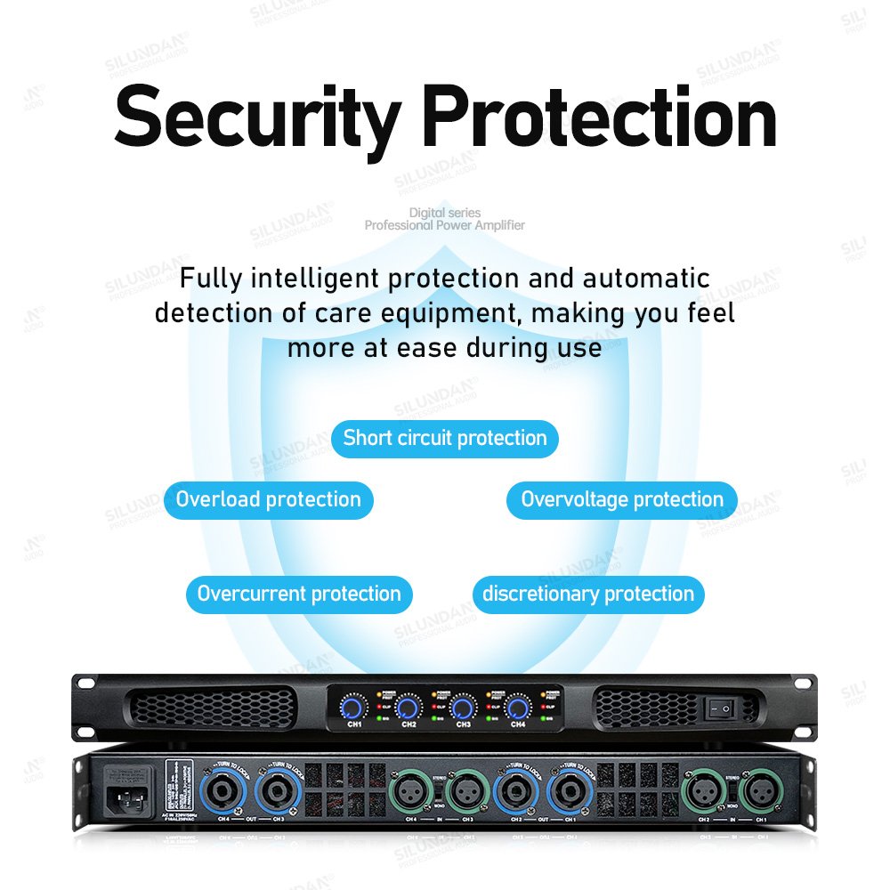 ERZHEN G-class Digital Power Amplifier Professional 2/4 Channel Power Amplifier/450W Power/1U Size