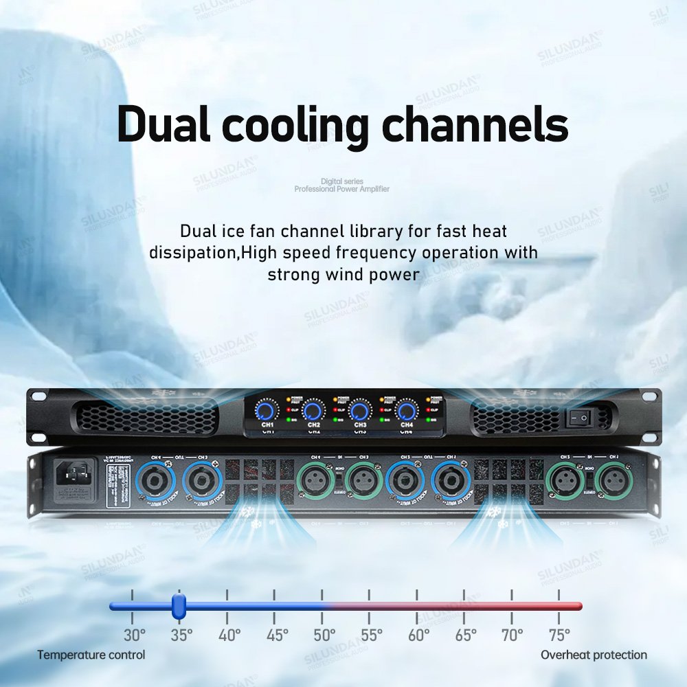 ERZHEN G-class Digital Power Amplifier Professional 2/4 Channel Power Amplifier/450W Power/1U Size