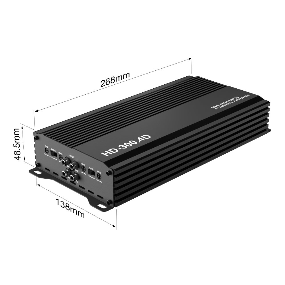 HD-300.4D Class D 4 Channels RMS 4*300W Max 3600w Compact Size High Power Car Amplifier 12V