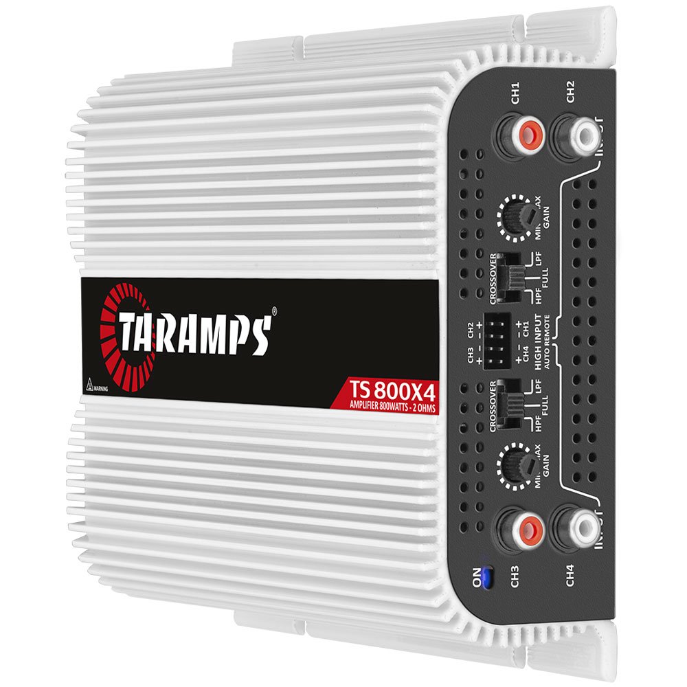 Taramps TS 800x4 Traditional RCA Inputs 800 Watts Rms at 2 Ohms 4 Channels Class D Amplifier 14.4VDC Full Range