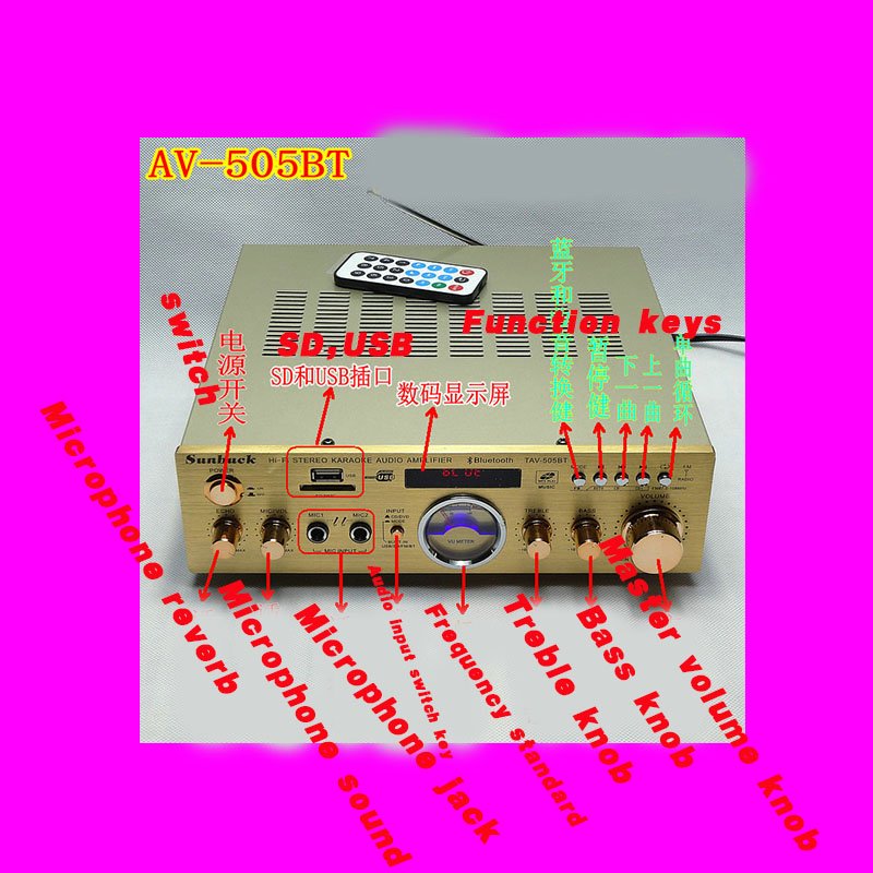 220V Blue-teeth Amplifier Audio High-power 200W*2 2.0 Karaoke OK Car Home Theatre System Sound Speaker Amplifier