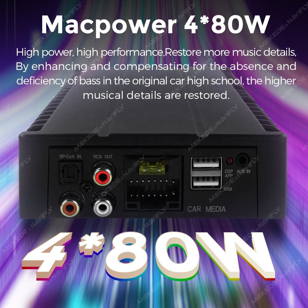 MEKEDE HIFI Android DSP Amplifier Car Stereo Audio 4x80W High Power Sound Upgrade for Android Radio Super Bass Subwoofer
