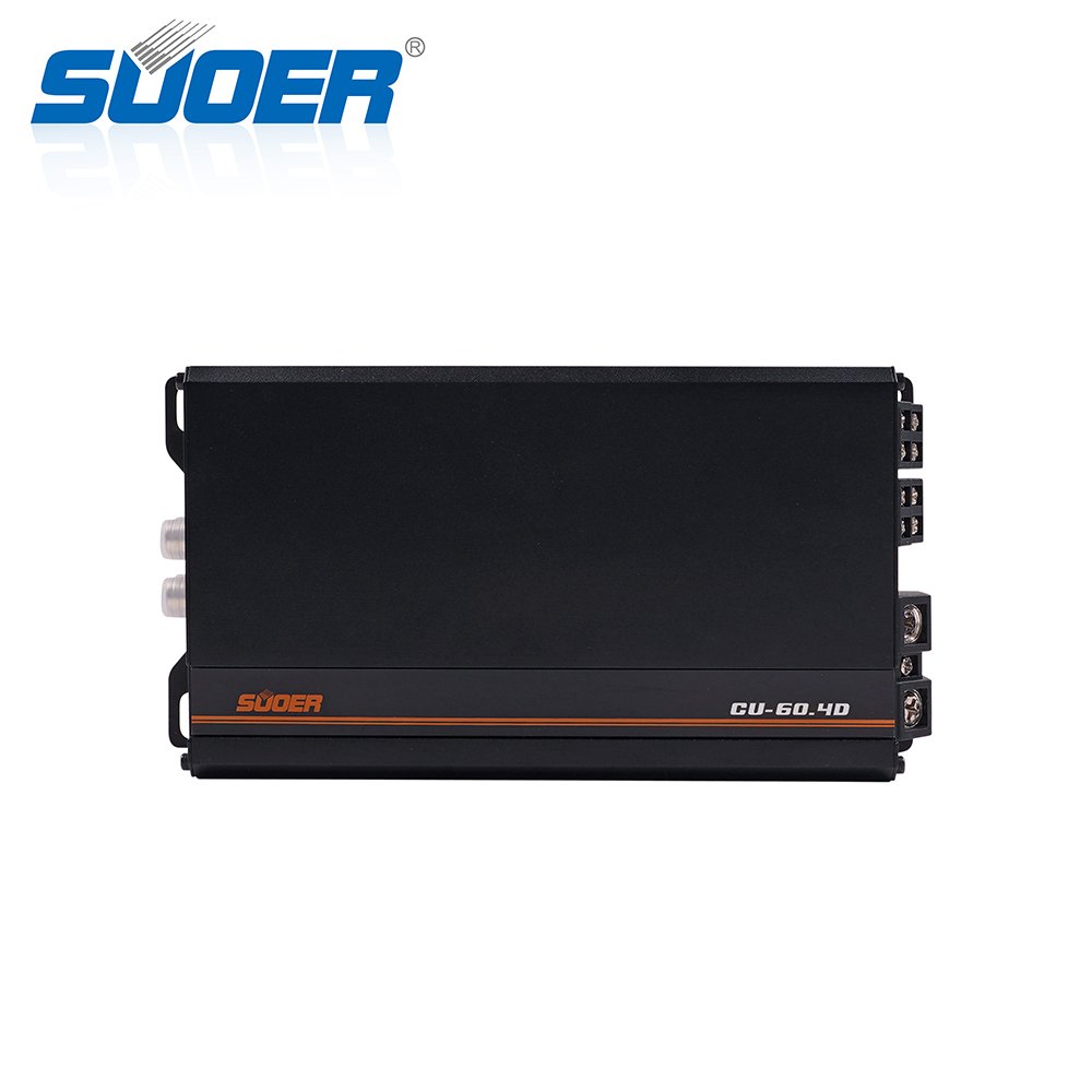 Suoer CU-60.4 Car Amp 4 Channel 12v Class d Audio Amplifier Rms Power 4*60 Watts Car Amplifier