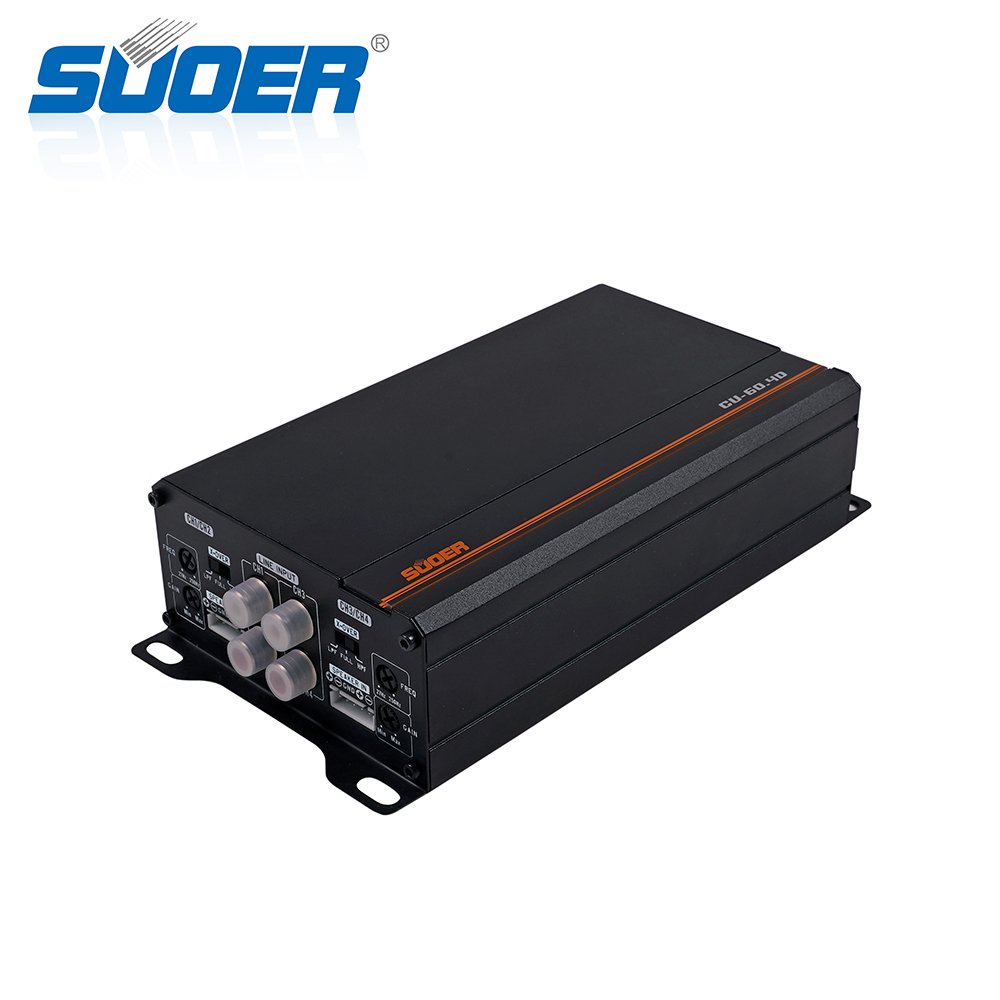 Suoer CU-60.4 Car Amp 4 Channel 12v Class d Audio Amplifier Rms Power 4*60 Watts Car Amplifier