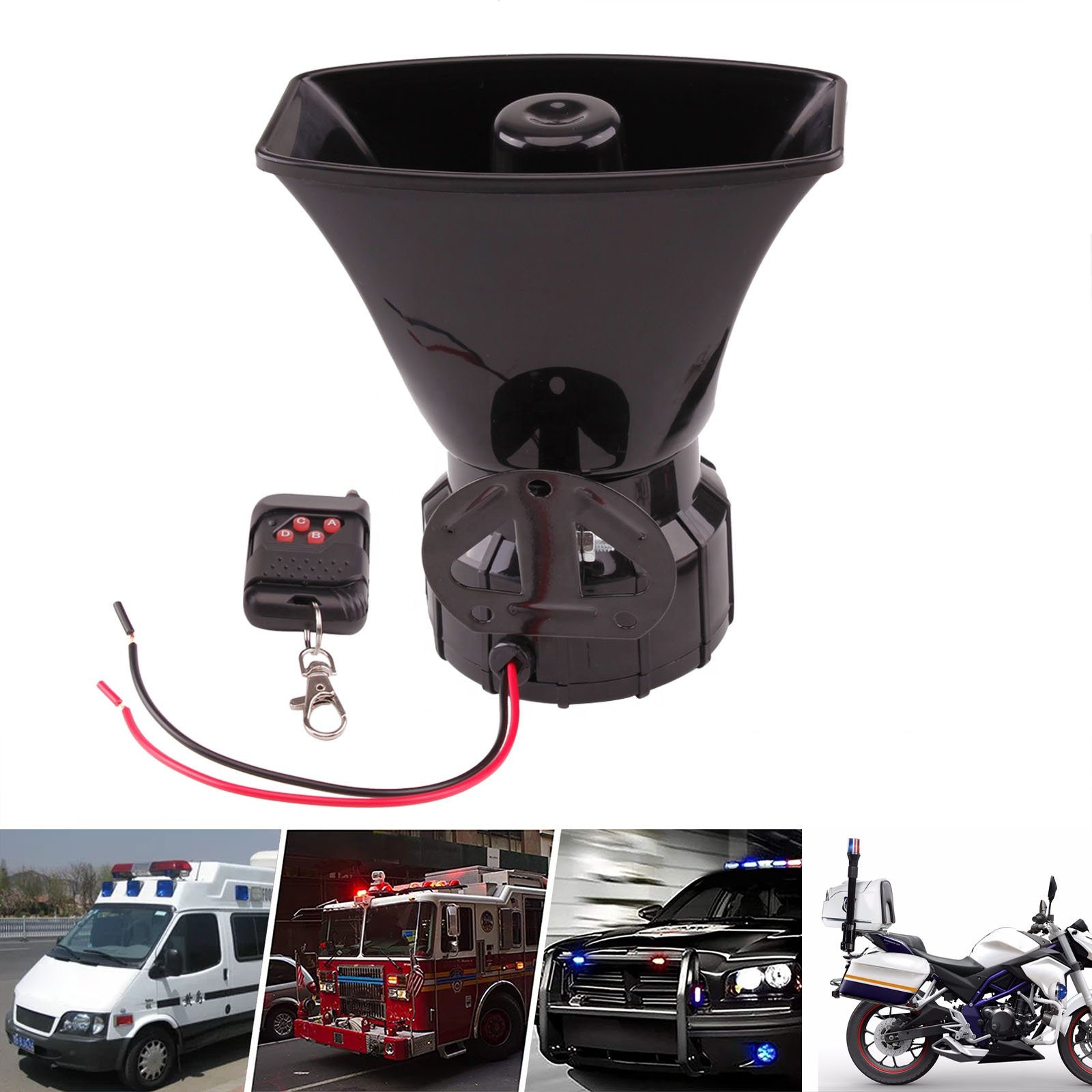 C- Car Siren Horn Siren Vehicle Loudspeaker with Handheld Microphone Amplifier Horn Car Speaker Horn for the Siren12V