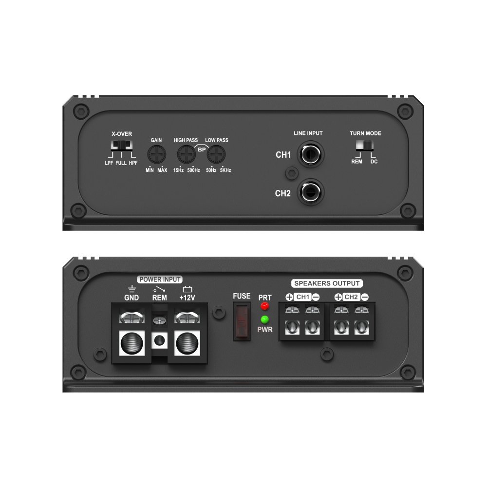 HE-100.2D Car Amplifier 2 Channels Class D Super Mini Style Big Power RMS 2*100W