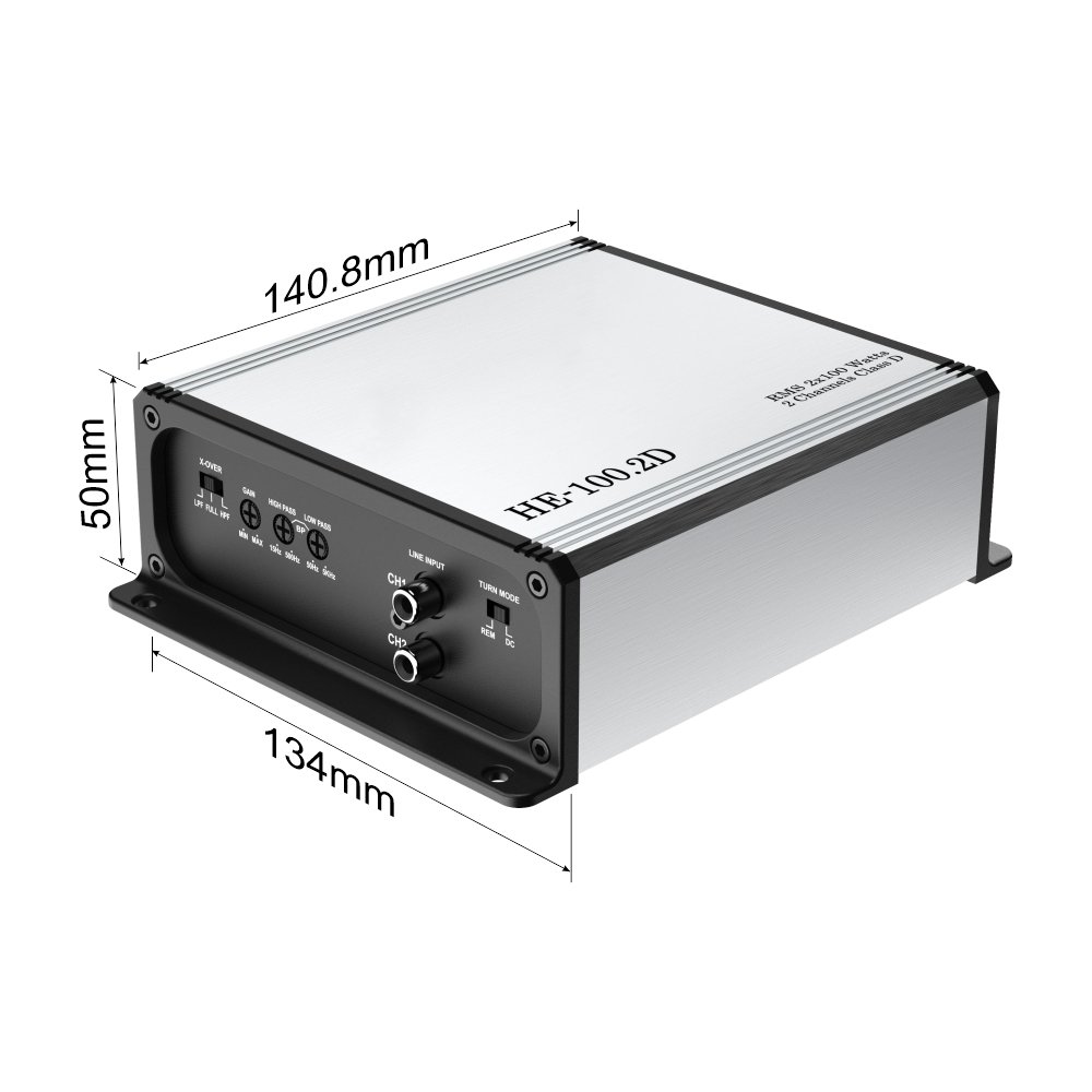 HE-100.2D Car Amplifier 2 Channels Class D Super Mini Style Big Power RMS 2*100W