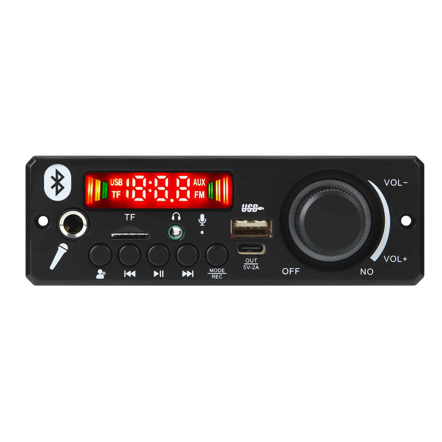 80W Amplifier MP3 Decoder Board Bluetooth 5.0 Mini Car Kit 6.5mm Microphone MP3 Player TF USB 3.5mm AUX DIY Home FM Radio Audio