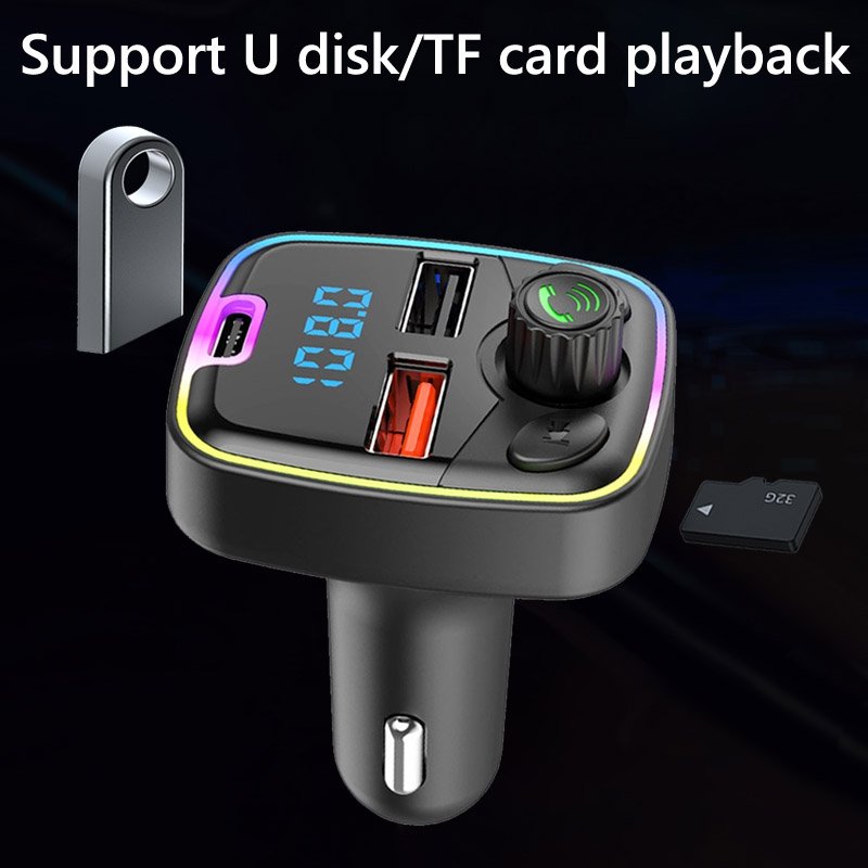 New QC3.0 Hands-free BT 5.3 Modulator Car Charger 5V3A Dual USB Universal Adapter Car MP3 Player Wireless FM Transmitter