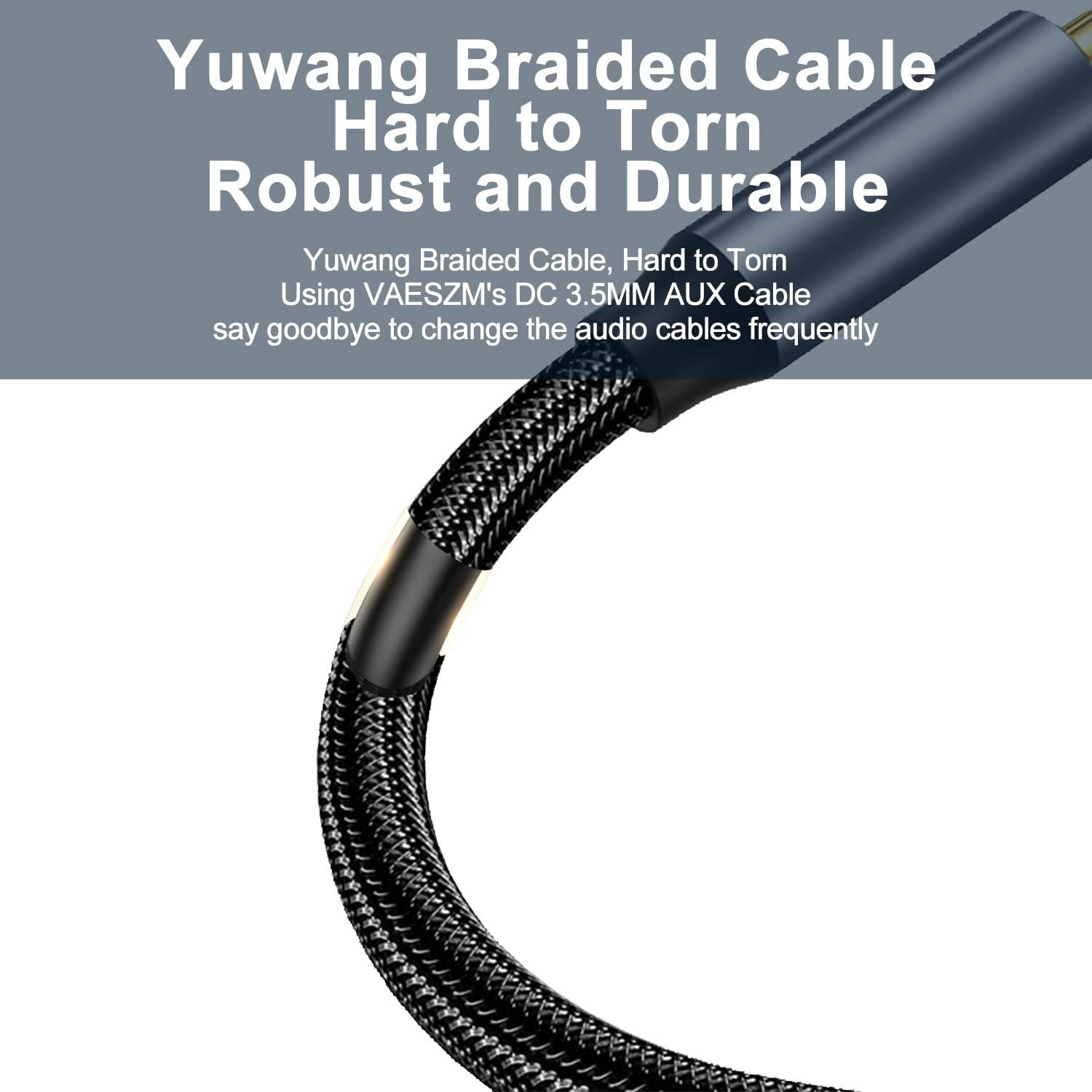 Grey 24K Gold plated 3.5mm audio jack Male to Male pure metal case 3.5mm audio aux cable Stereo Cord Compatible with Headphones