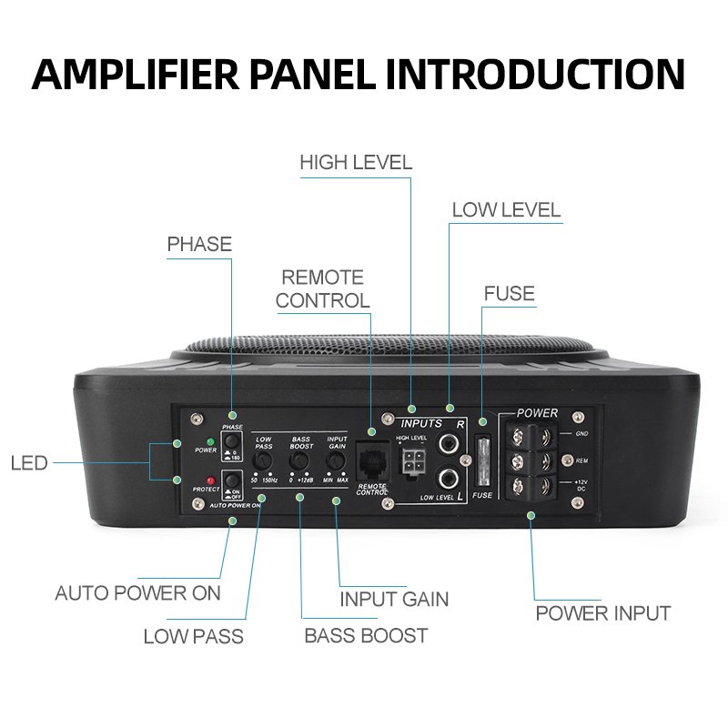 China Oem Supplier Car 10 Inch Bass Enclosure High Quality Competition Soundbar Underseat Subwoofer Speaker With Amplifier