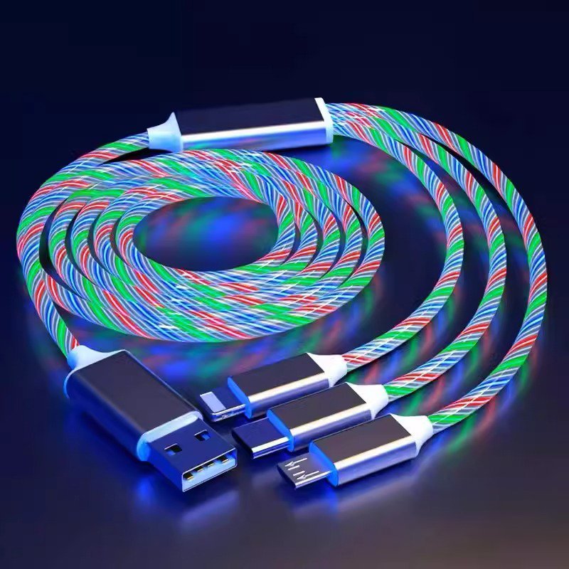 Fast Charging Flowing Light USB Cable Phone Accessories Cable Usb Led Luminous Micro Lighting Data Cable