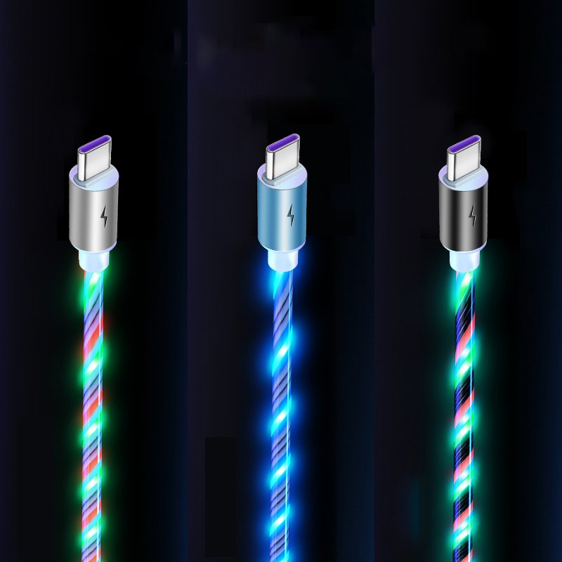 Fast Charging Flowing Light USB Cable Phone Accessories Cable Usb Led Luminous Micro Lighting Data Cable