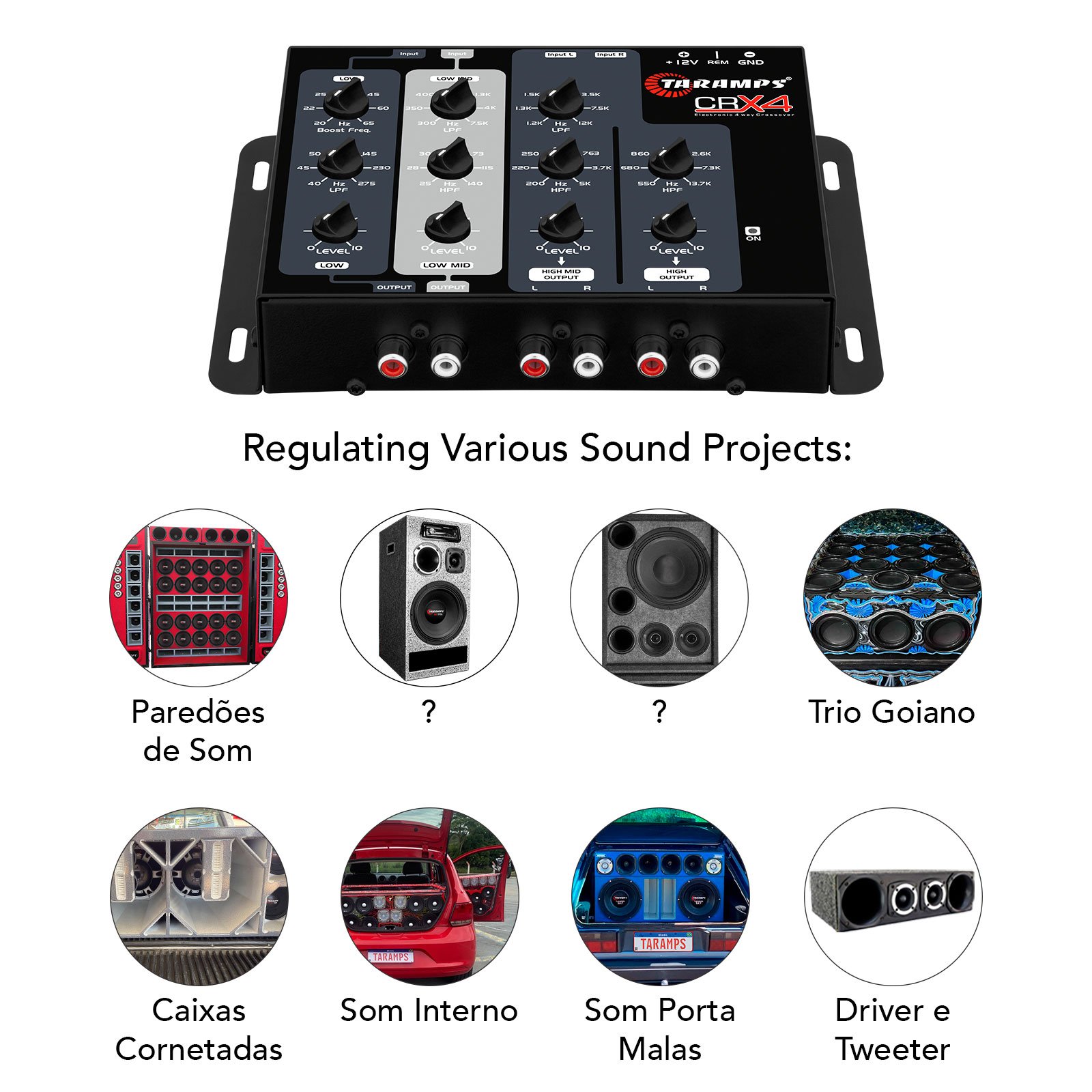 Crossover Taramps Crx4 4 Way Rca Channels 8 Volts Rms Car Audio Processor Stereo Equalizer Great for Low High with Bass Boost