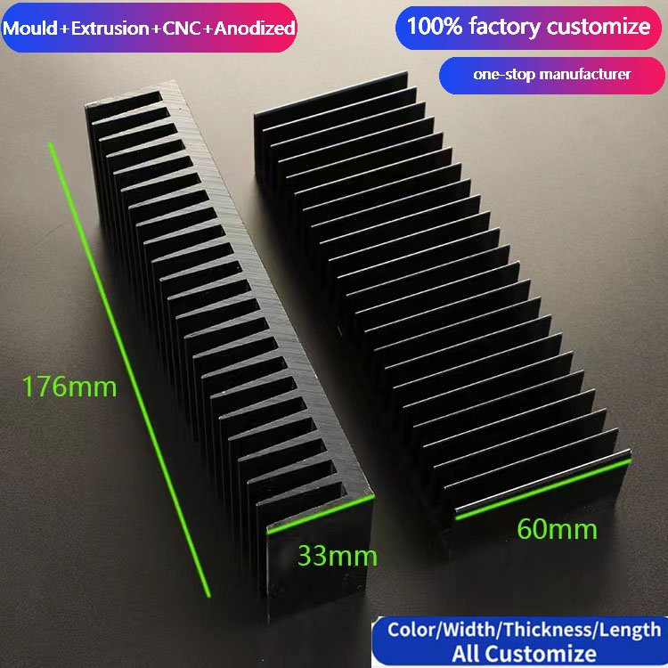 Good Quality Custom Cnc Machining Car Amplifier Extruded Alu Heatsink Profile Cooler Radiator 400mm Aluminum Extrusion Heat Sink