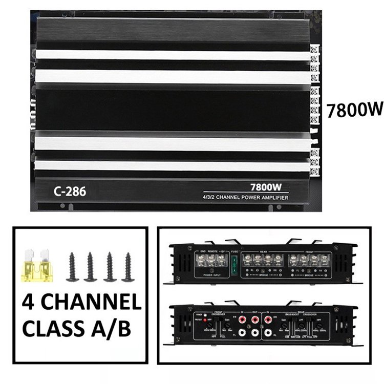 Car Amplifier 12V Class AB 4channel Car Audio Amplifier(C-286)