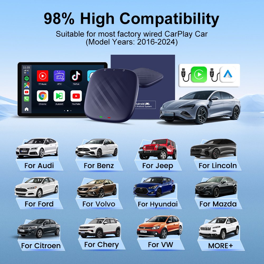 Carlin Kit Wireless Car Android Auto 128GB 64GB Tbox Plus Car TV Ai Box Dongle Carlinkit Box Carplay Adapter for Youtube