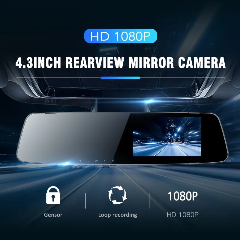 Factory 1080P Driving Recorder Camera 4.3 Inch Thin Car DVR Camera Night Vision Car Dashcam
