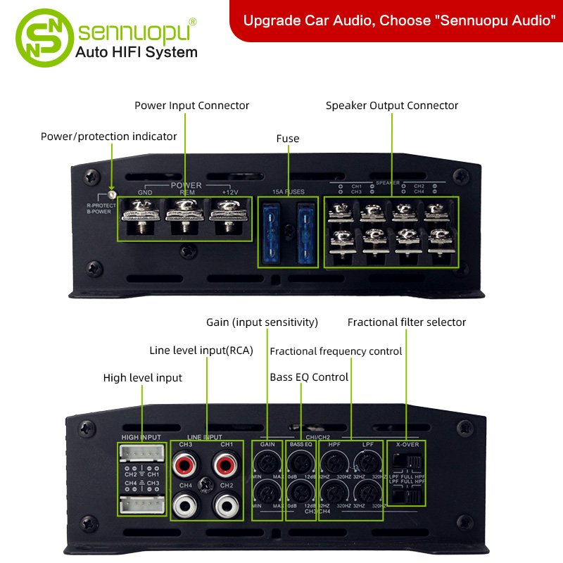 OEM Factory Supply Car Power Amplifier Monoblock 4 Channel Car Audio Subwoofer