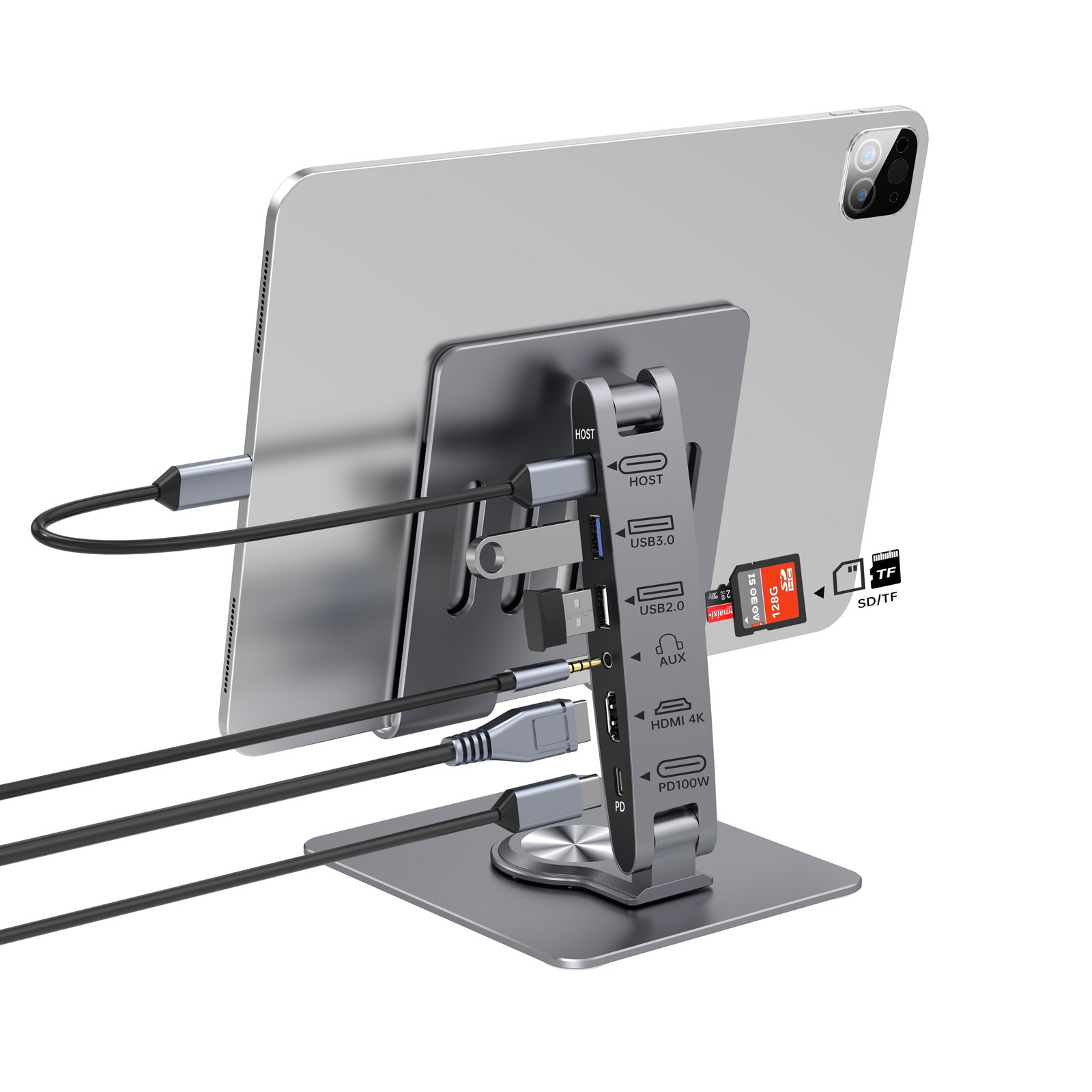High Quality Cheap Portable Tablet Expansion Dock Stand Multiport Design For Convenient Connection With Accessories