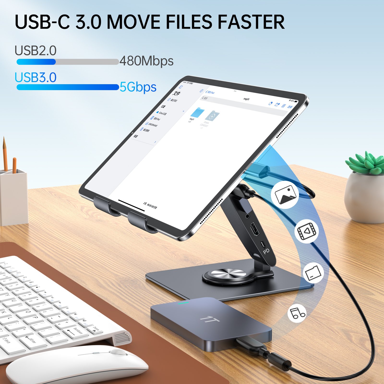 High Quality Cheap Portable Tablet Expansion Dock Stand Multiport Design For Convenient Connection With Accessories