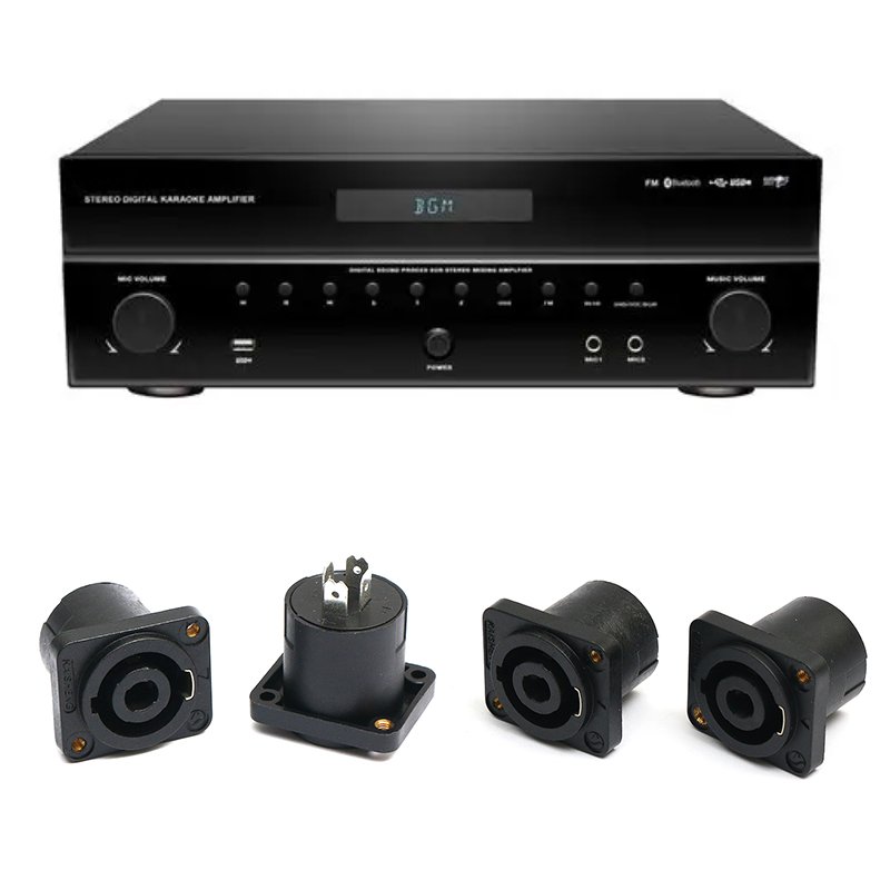 OEM Free Sample 6.35 audio plug Professional Audio Speaker Connector Four core female socket microphone with square Ohm