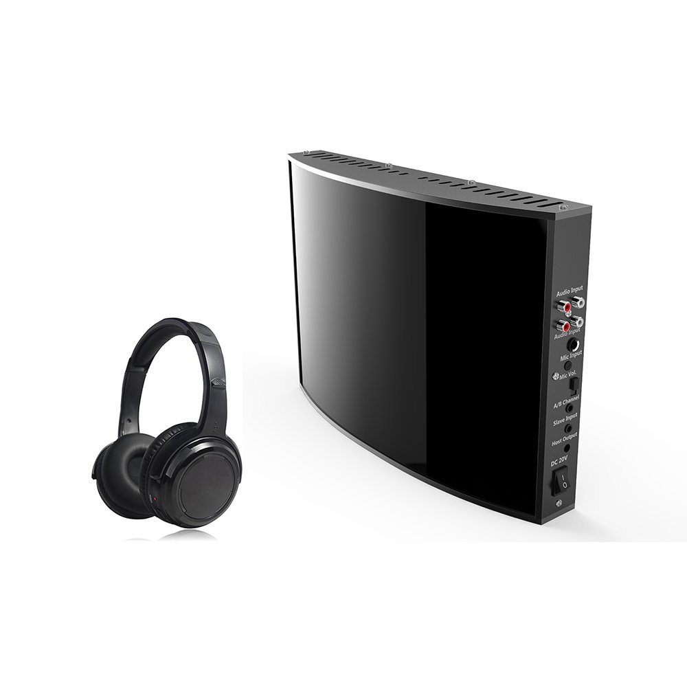Premium Sound 30M Range Stereo IR Wireless Transmitter Headphone System For Exams Tests Conference Use