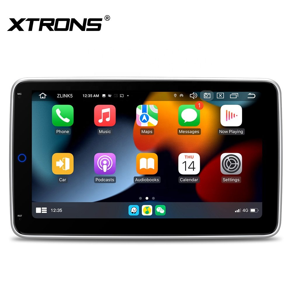XTRONS 10.1" Rotatable QLED Car Screen Android 14 Universal Single Din Car Stereo Carplay Android Auto 4G LTE Car Radio