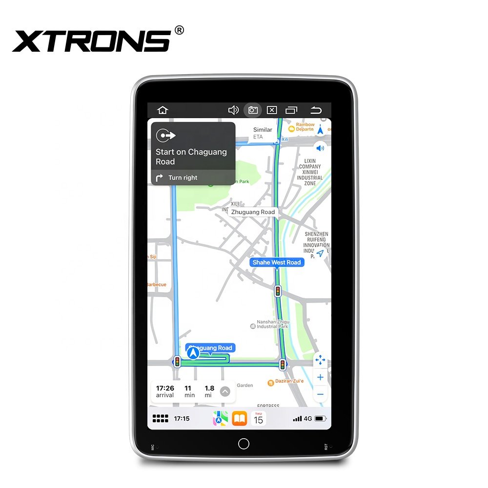 XTRONS 10.1" Rotatable QLED Car Screen Android 14 Universal Single Din Car Stereo Carplay Android Auto 4G LTE Car Radio