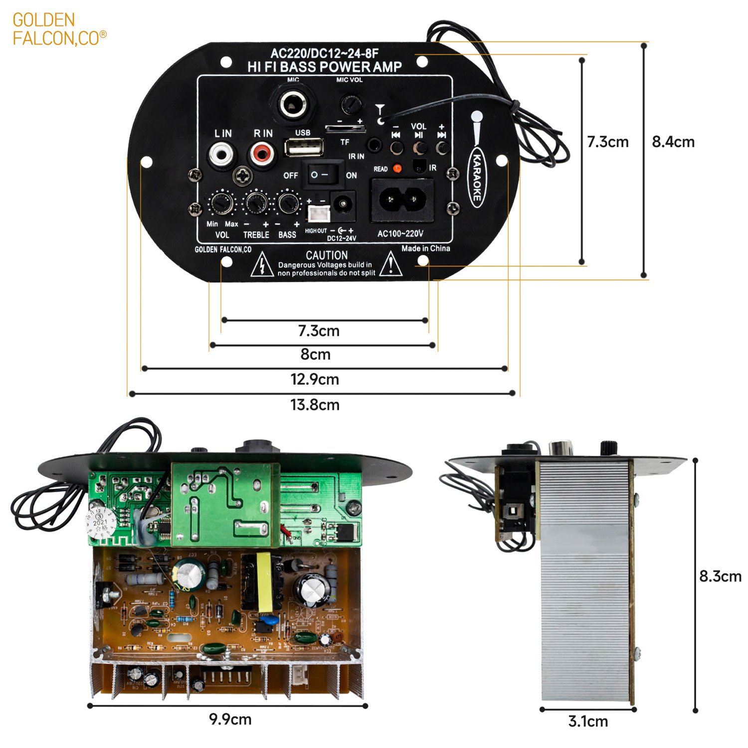 12V/24V 220V Digital Amplifier Board TDA2009 HIFI Bass Power Amplifier Subwoofer Single Microphone AMP Car Audio Amplifier