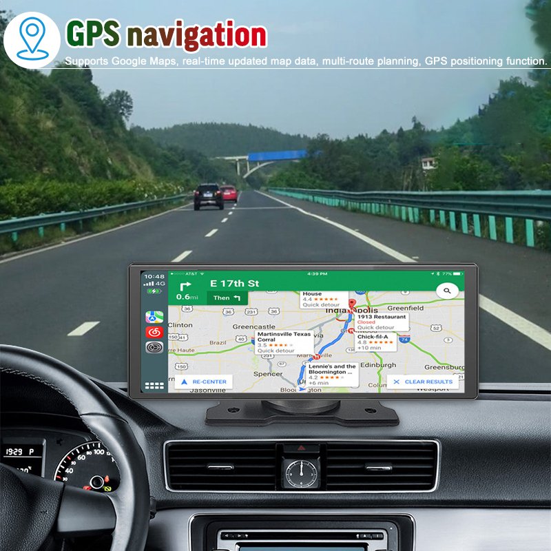 10.26 Inch 4K 1080P Android Systems Wireless CarPlay Car Dashcam Navigation Display with WIFI GPS