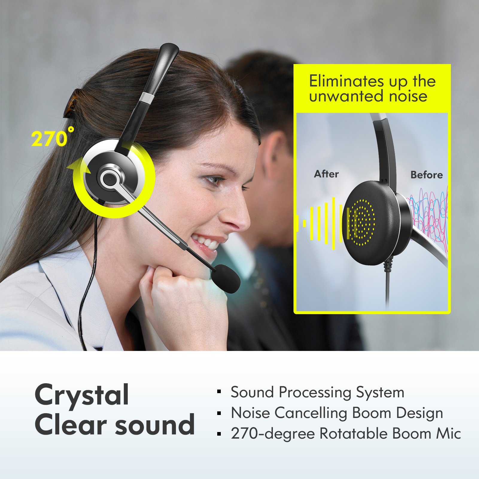 Wired USB headset office computer headset headband headset with microphone and noise cancelling microphone