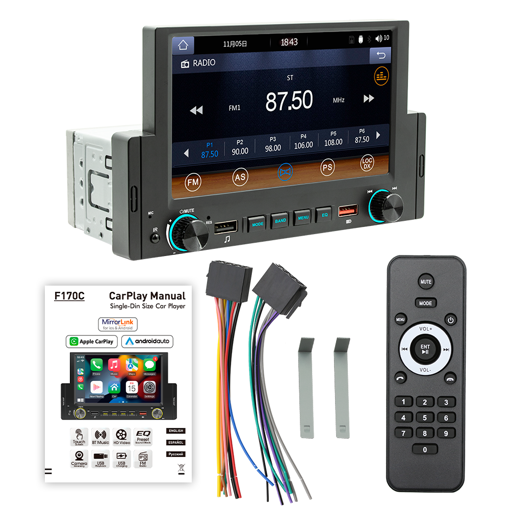 6.2 Inch IPS Digital Display 1DIN MP5 Car Stereo Radio Multimedia Car Radio with CarPlay Bluetooth Touchscreen Player