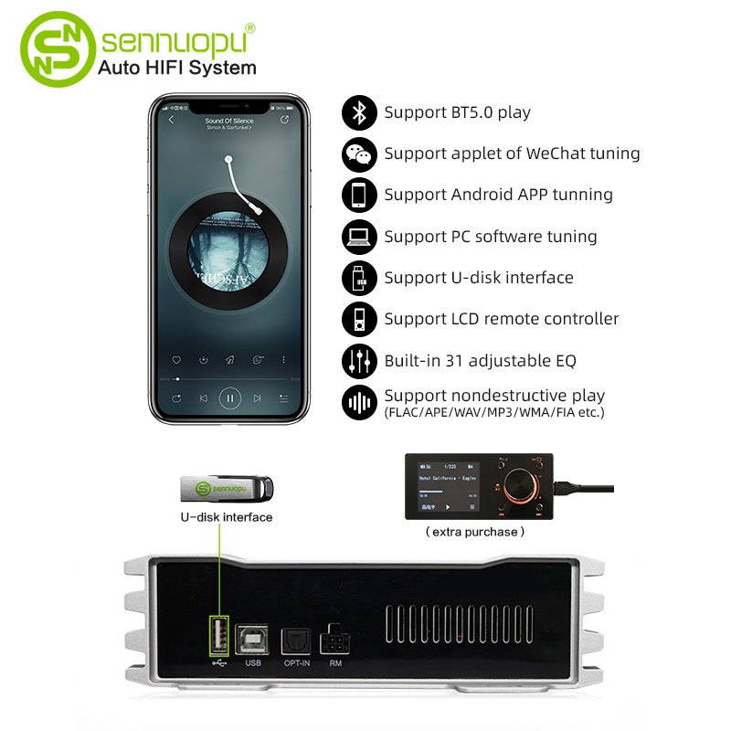 Sennuopu Audio Amplificatore Auto Power 4 Channel Monoblock Car Amplifier