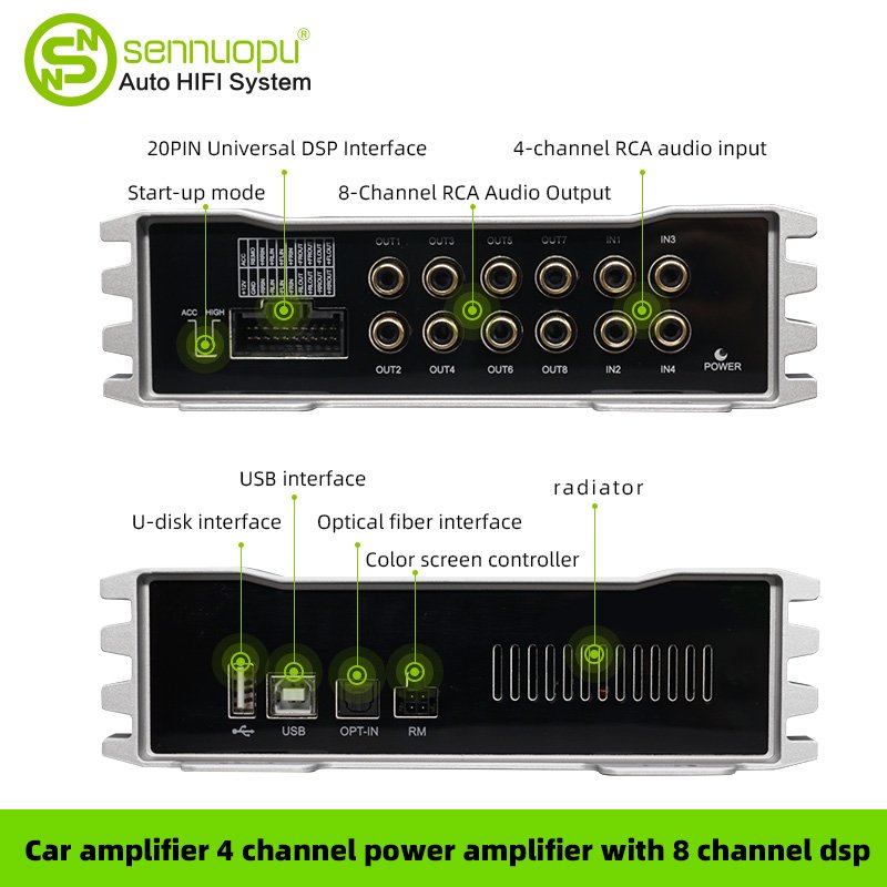 Sennuopu Audio Amplificatore Auto Power 4 Channel Monoblock Car Amplifier