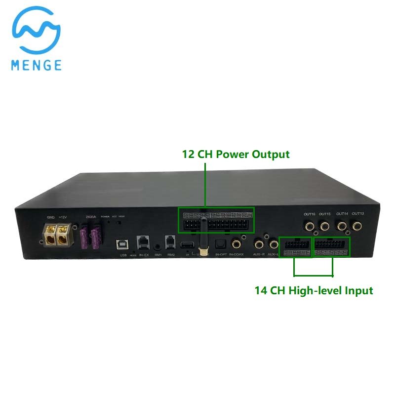 Car Amplifiers Car Dsp 12 Channel 1200W Audio Amplifier Vehicle Subwoofer Bass Amplifier Enclosure Auto Sound
