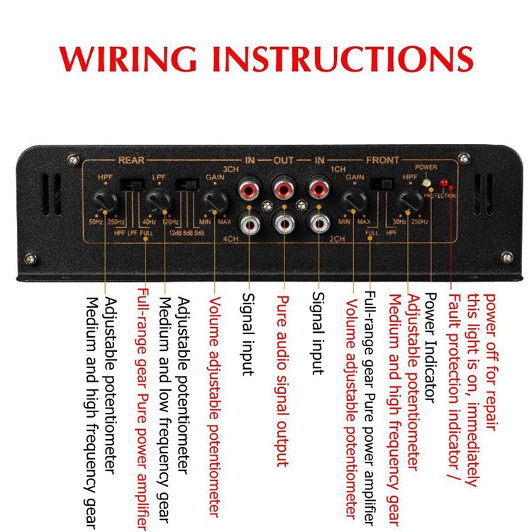 Factory Car Audio Power Amplifier 12V Class AB Car Amplifier 4-channel(GM-D9500F)