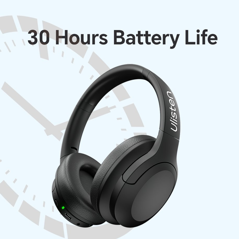 Brand Ulisten European standard CE ROHS Bass Audio BT over-ear active noise cancelling wireless headphone with microphone