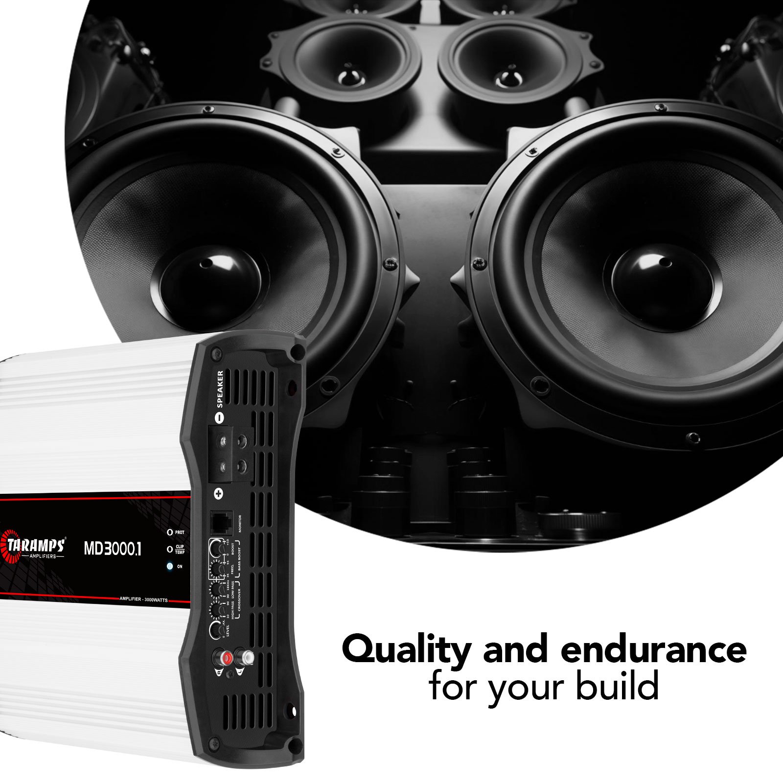 Taramps MD 3000.1 Full Range Amplifier 3000 Watts RMS 1 Ohm 1 Channel High Efficiency Monoblock High Power Amp, Class D